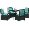 Image de vidaXL Ensemble de jardin pour 5 personnes, noir, en résine tressée