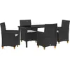 Image de vidaXL Ensemble de jardin 5 pcs noir Poly-Rattan