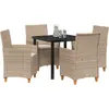 Image de vidaXL Ensemble de jardin 5 pcs Beige Poly-Rattan