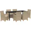Image de vidaXL Ensemble de jardin pour repas, 7 pièces, beige, en résine tressée