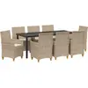 Image de vidaXL Ensemble de jardin 9 pcs Beige Poly-Rotin