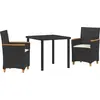 Image de vidaXL Ensemble de jardin 3 pcs noir Poly-Rotin