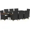 Image de vidaXL Ensemble de jardin 9 pcs noir Poly-Rattan