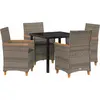 Image de vidaXL Ensemble de jardin 5 pcs Gris Poly-Rotin