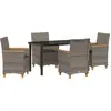 Image de vidaXL Ensemble de jardin 5 pcs Gris Poly-Rotin
