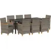 Image de vidaXL Ensemble de jardin pour repas, 9 pièces, gris, en résine tressée