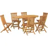 Image de vidaXL Ensemble de jardin 7 pcs brun bois massif teck