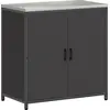Image de vidaXL Meuble de rangement de cuisine avec étagère, noir, 90 x 50 x 92 cm, acier