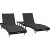 Image de vidaXL Ensemble de 3 chaises longues Noir 197 x 70 x 82 cm en rotin synthétique