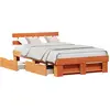 Image de vidaXL Cadre de lit brun cireux 140 x 190 cm Pin massif