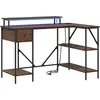 Image de Bureau vidaXL avec étagère, aspect chêne brun, 120 x 79 x 86,5 cm