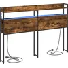 Image de vidaXL : Tête de lit avec rangement, en bois composite imitation chêne fumé