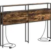 Image de vidaXL : Tête de lit avec espace de rangement, en bois composite imitation chêne fumé
