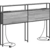 Image de vidaXL - Tête de lit avec espace de rangement, finition Sonoma gris, matériau composite bois