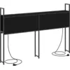 Image de vidaXL Tête de lit avec espace de rangement avec station de recharge Noir imitation chêne
