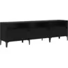 Image de vidaXL Meuble TV avec tiroirs noir imitation chêne 150 x 30 x 45 cm