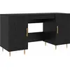 Image de vidaXL Bureau avec étagère noir aspect chêne 140 x 50 x 75 cm