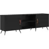 Image de vidaXL Armoire TV noir imitation chêne 150 x 30 x 50 cm Matériau dérivé du bois
