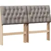 Image de vidaXL Tête de lit rembourrée Taupe 140 cm Pin massif