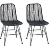 Image de vidaXL Chaise de salle à manger, lot de 2, rotin et fer, noir
