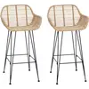 Image de vidaXL Tabouret de bar, lot de 2, 55 x 52 x 92 cm, rotin et fer