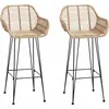 Image de vidaXL Tabouret de bar, lot de 2, 55 x 52 x 105 cm, rotin et fer