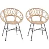 Image de vidaXL Chaise de salle à manger, lot de 2, rotin et fer, couleur naturelle, 54 x 65 x 82 cm