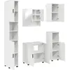 Image de vidaXL Ensemble de meubles de salle de bain 5 pcs blanc brillant bois composite & métal