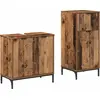 Image de vidaXL Ensemble de meubles de salle de bains avec porte 2 pcs vieux bois contreplaqué et métal