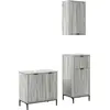 Image de vidaXL Ensemble de meubles de salle de bain avec  ©tag ¨re 3 pi ¨ces Gris Sonoma Bois composite