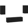 Image de vidaXL Ensemble de meubles TV Fixé au mur Noir imitation chêne Matériau dérivé du bois