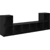 Image de vidaXL : Ensemble de 4 meubles TV, finition bois imitation chêne, coloris noir, en matériau composite