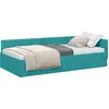 Image de vidaXL Sommier d'angle avec tête de lit turquoise 100 cm x 200 cm velours