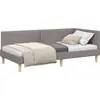 Image de vidaXL Cadre de lit d'angle Taupe 80 cm x 200 cm Tissu et contreplaqué