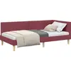 Image de vidaXL Cadre de lit d'angle Bordeaux 90 cm x 200 cm Tissu et contreplaqué