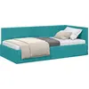 Image de vidaXL Cadre de lit d'angle avec tête de lit turquoise 90 cm x 190 cm velours