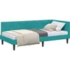 Image de vidaXL Cadre de lit d'angle avec tête de lit turquoise 90 cm x 190 cm velours