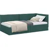 Image de vidaXL Cadre de lit d'angle avec tête de lit vert foncé 80 x 200 cm Tissu
