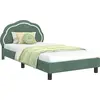 Image de vidaXL Sommier de lit d'enfant avec tête de lit vert mer 90 x 200 cm velours