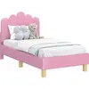 Image de vidaXL Sommier de lit d'enfant avec tête de lit Rose 70 x 140 cm Tissu