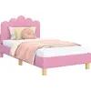 Image de vidaXL Sommier de lit d'enfant avec tête de lit Rose 80 x 160 cm Tissu