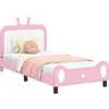 Image de vidaXL Cadre de lit d'enfant avec tête de lit rose 90 x 190 cm PU