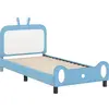 Image de vidaXL Cadre de lit d'enfant avec tête de lit Bleu 90 x 200 cm PU
