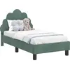 Image de vidaXL Sommier de lit d'enfant avec tête de lit vert mer 70 x 140 cm velours