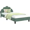 Image de vidaXL Sommier de lit d'enfant avec tête de lit vert mer 90 x 190 cm velours