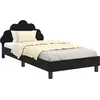 Image de vidaXL Sommier de lit d'enfant avec tête de lit noir 90 x 200 cm velours