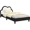 Image de vidaXL Sommier de lit d'enfant avec tête de lit Noir 90 x 200 cm PU