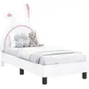 Image de vidaXL Cadre de lit d'enfant avec tête de lit Blanc 70 x 140 cm PU