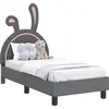 Image de vidaXL Sommier de lit d'enfant avec tête de lit gris clair 70 x 140 cm PU
