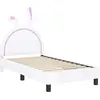 Image de vidaXL Structure de lit pour enfant avec tête de lit, blanche, 80 x 160 cm, en PU